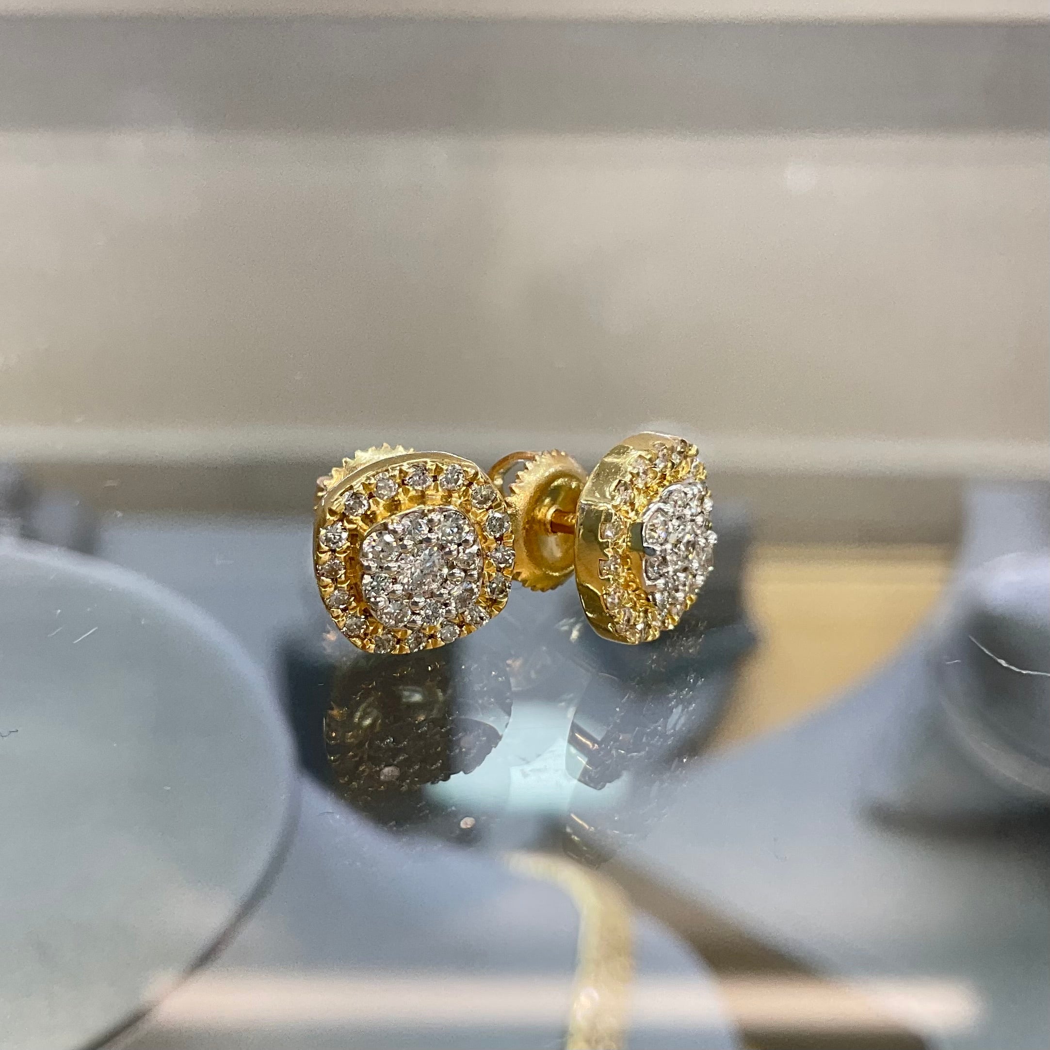 14KT Two Tone Diamond Earrings