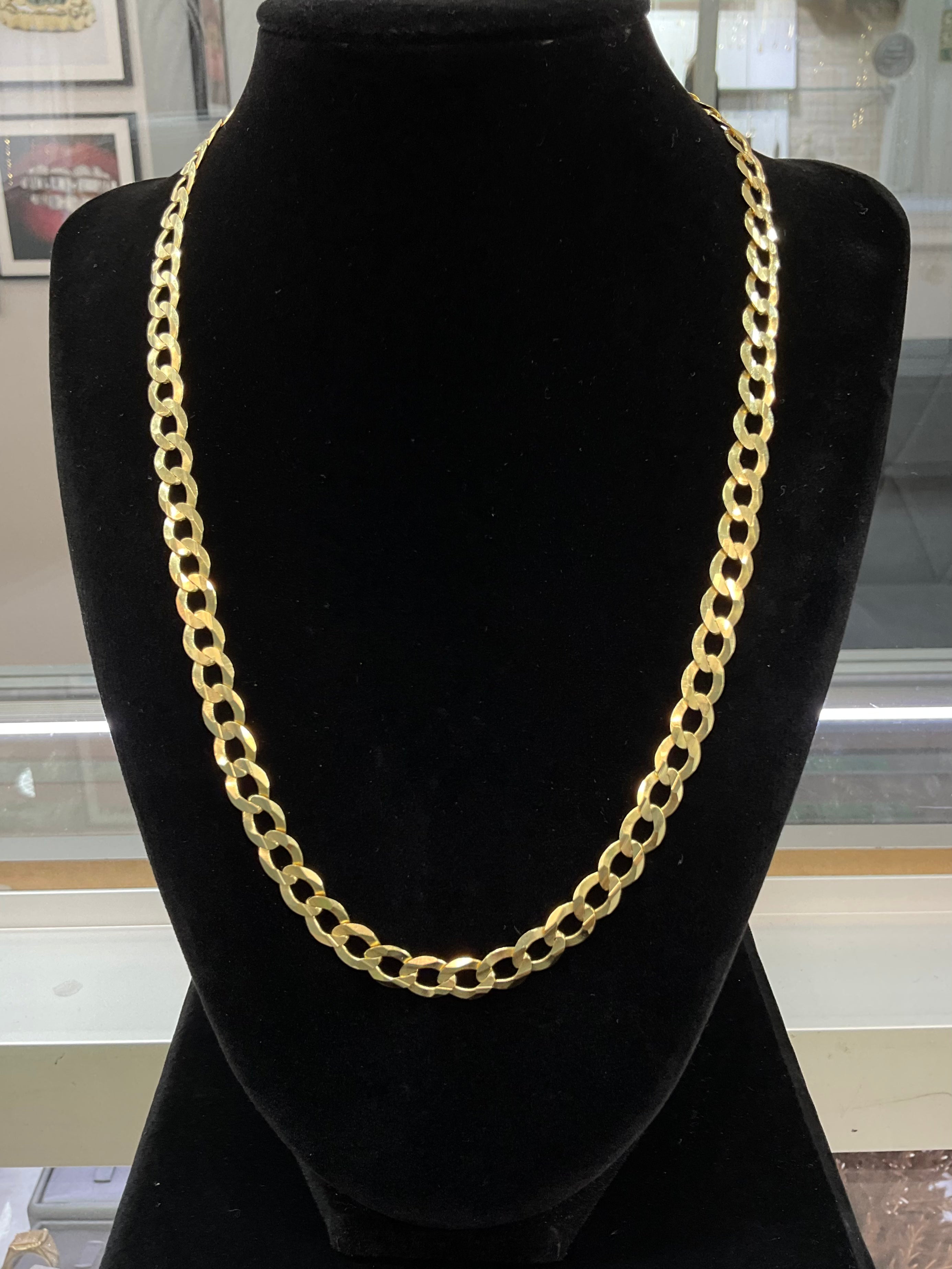 14KT Solid Flat Curve Cuban Chain