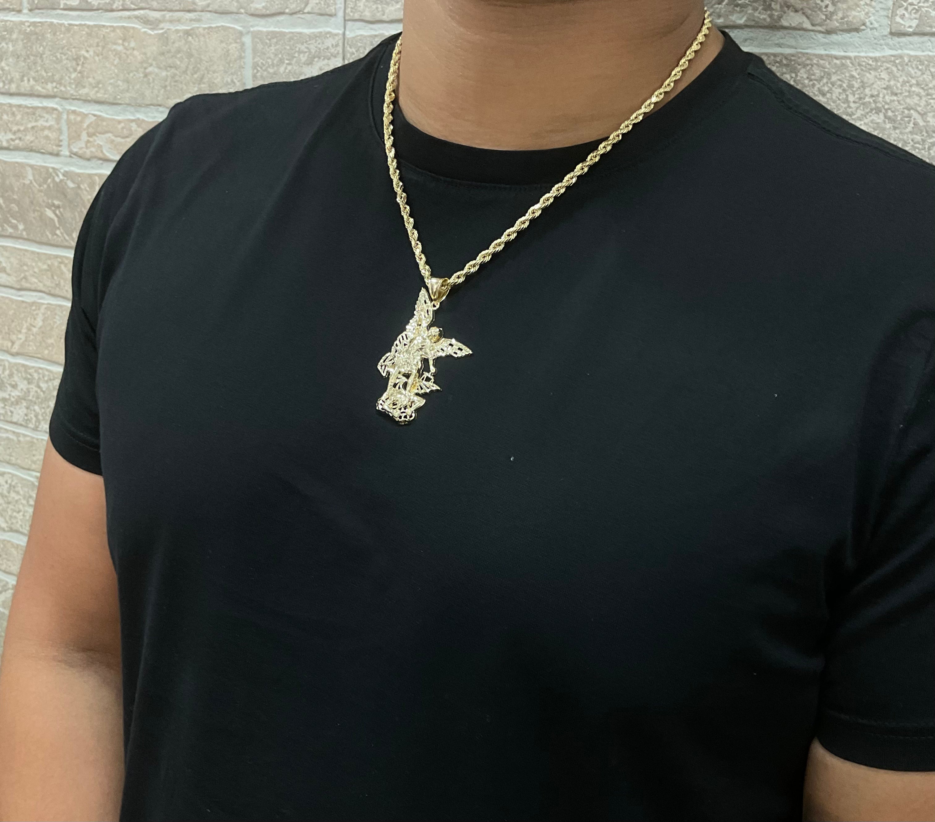 14KT Set Rope Chain with ST Michaels Pendant