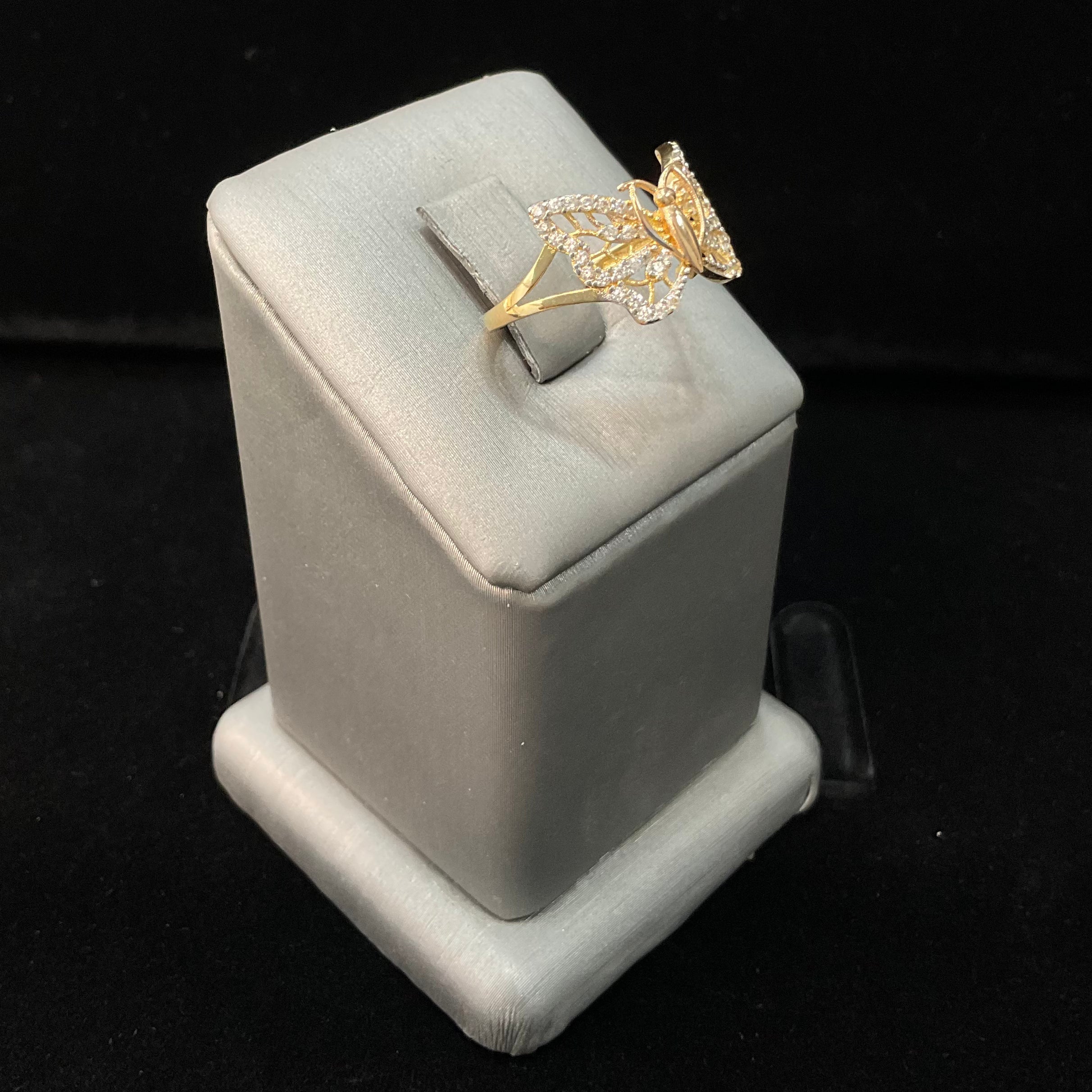 14KT CZ BUTTERFLY RING