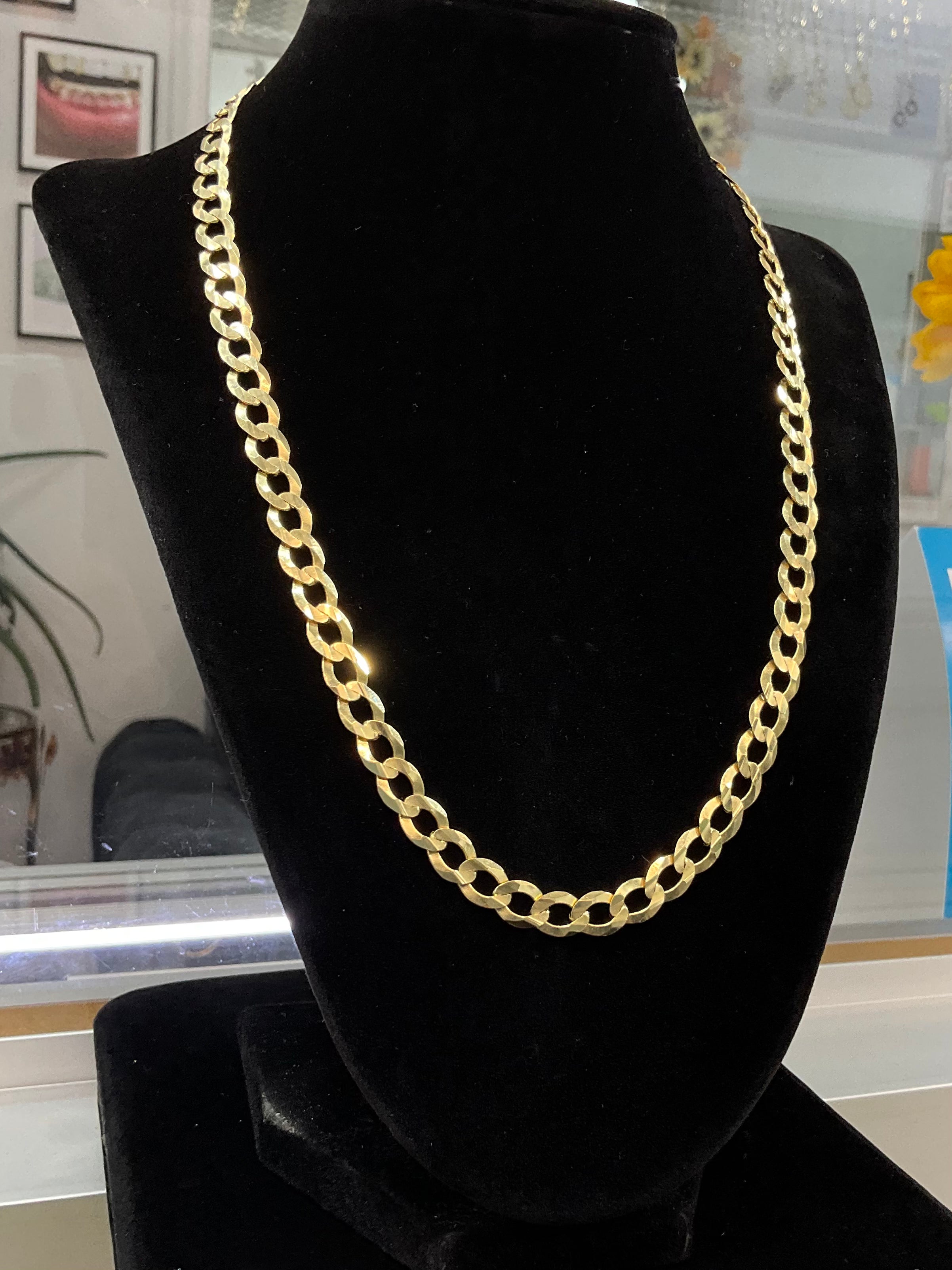 14KT Solid Flat Curve Cuban Chain