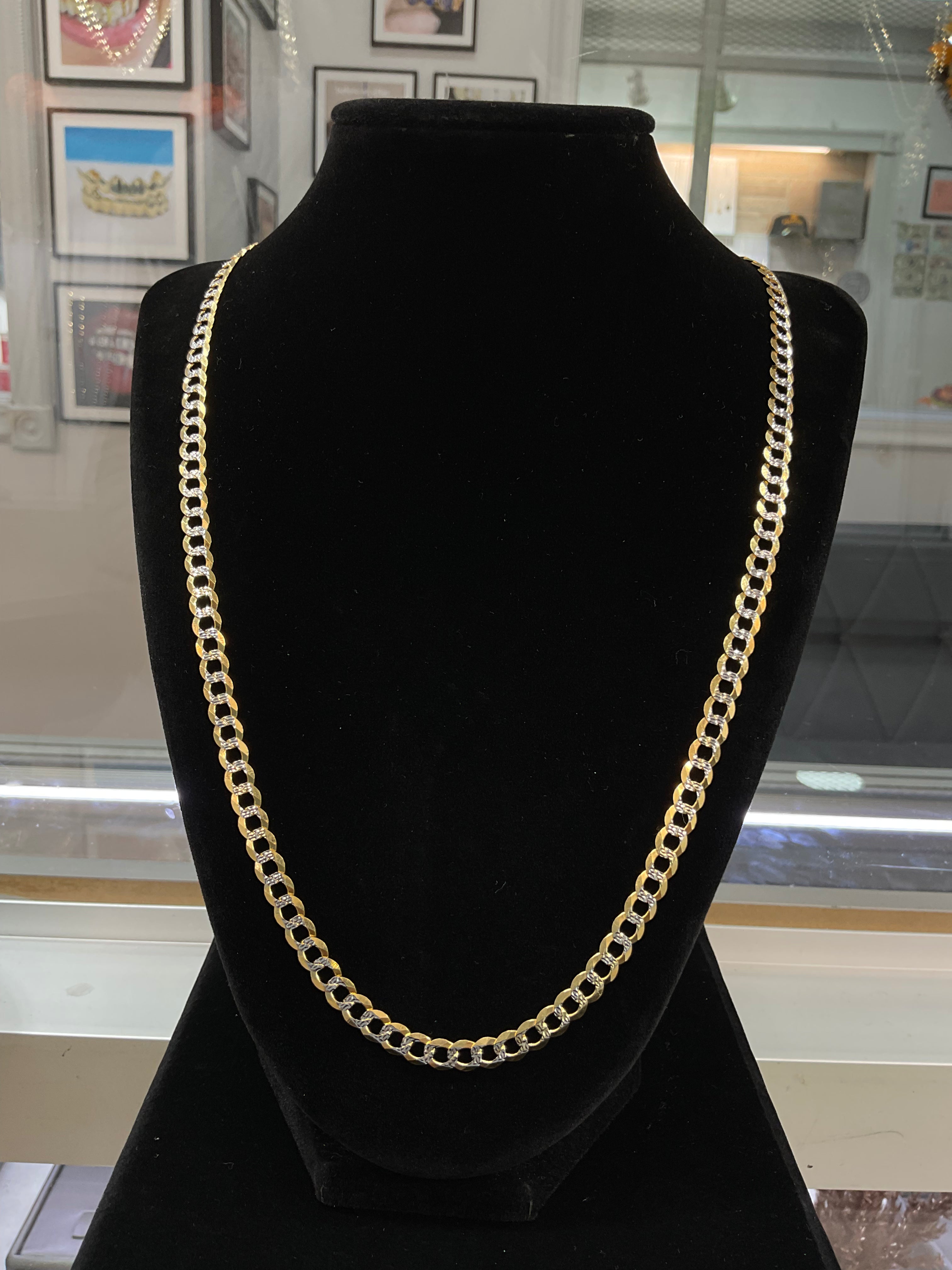 14KT Solid Flat Curve Cuban Chain