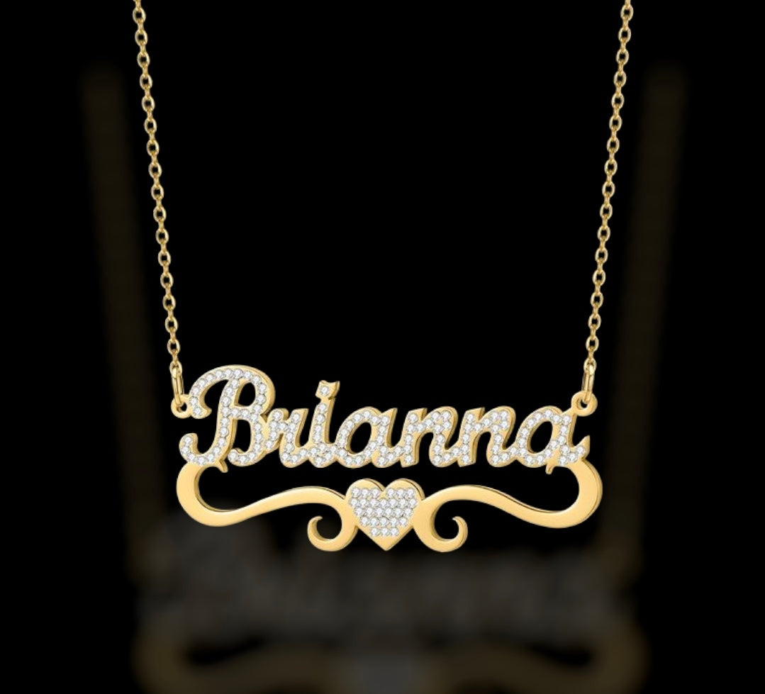 Diamond Name Plate with Chain