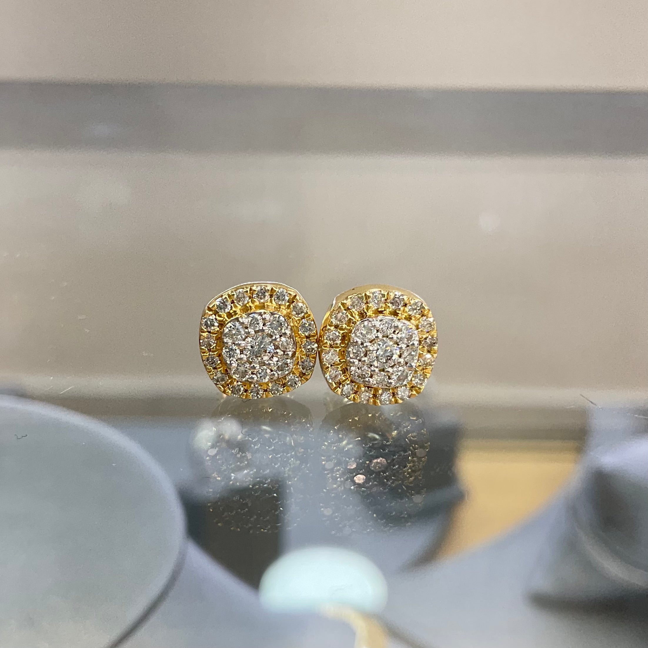 14KT Two Tone Diamond Earrings