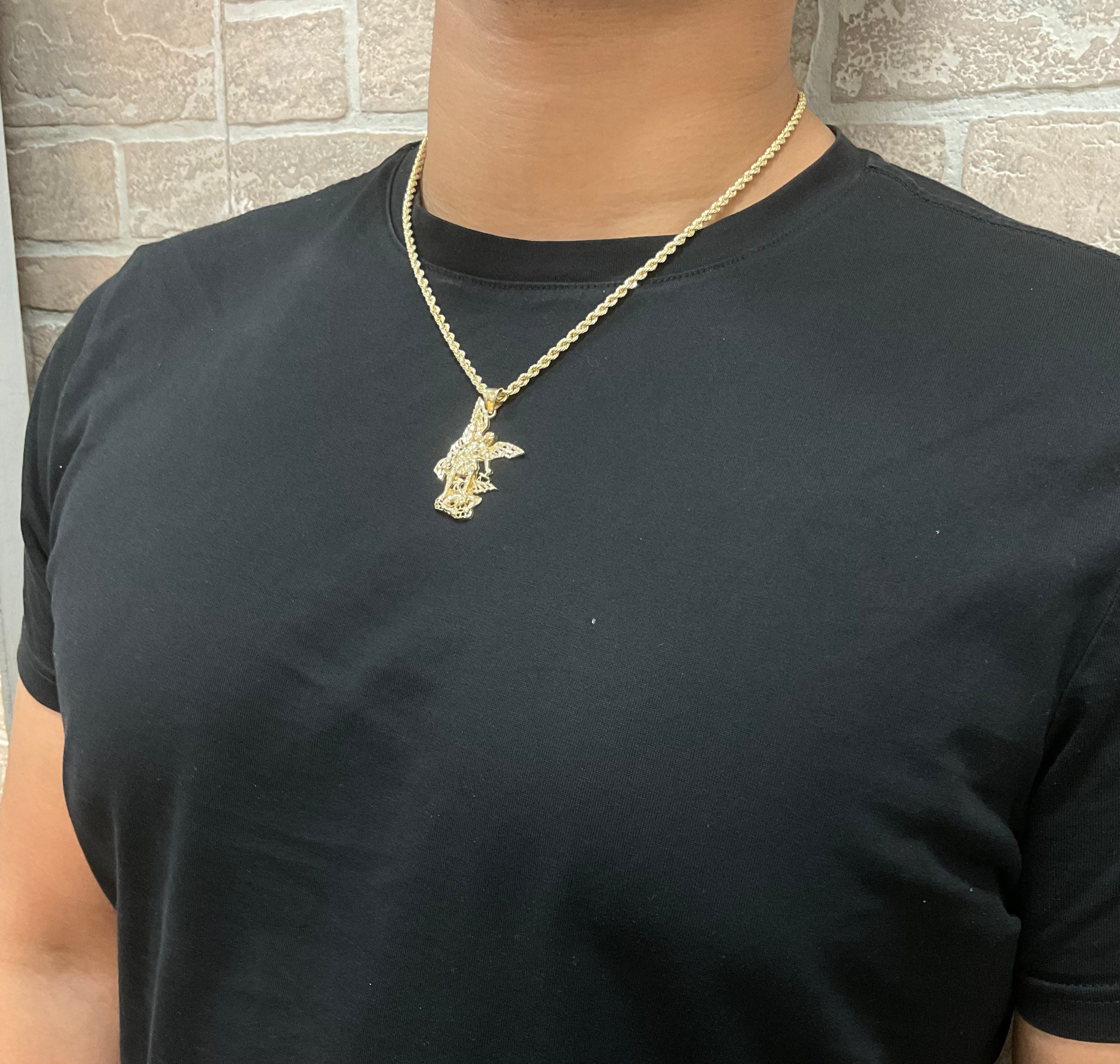 14KT Set Rope Chain with ST Michaels pendant