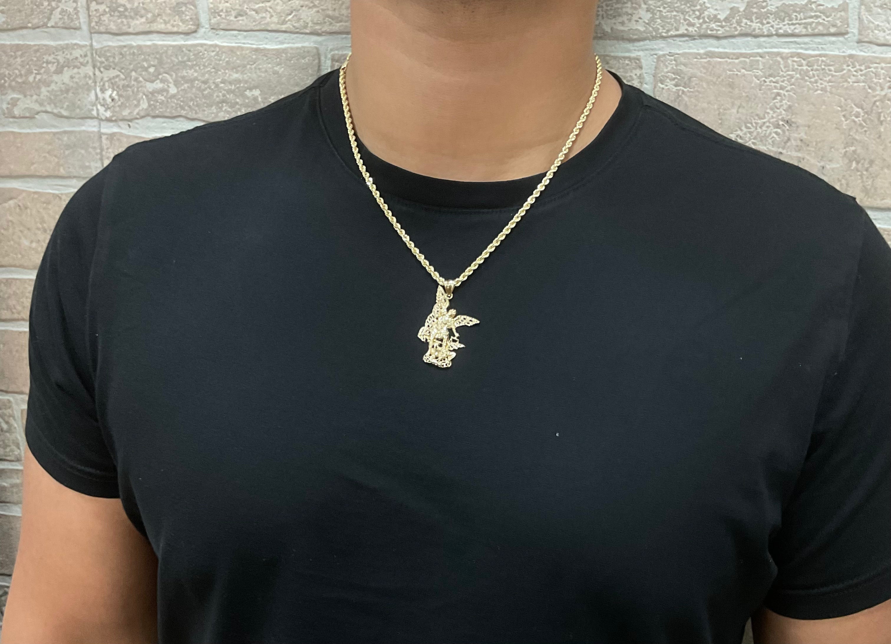 14KT Set Rope Chain with ST Michaels pendant