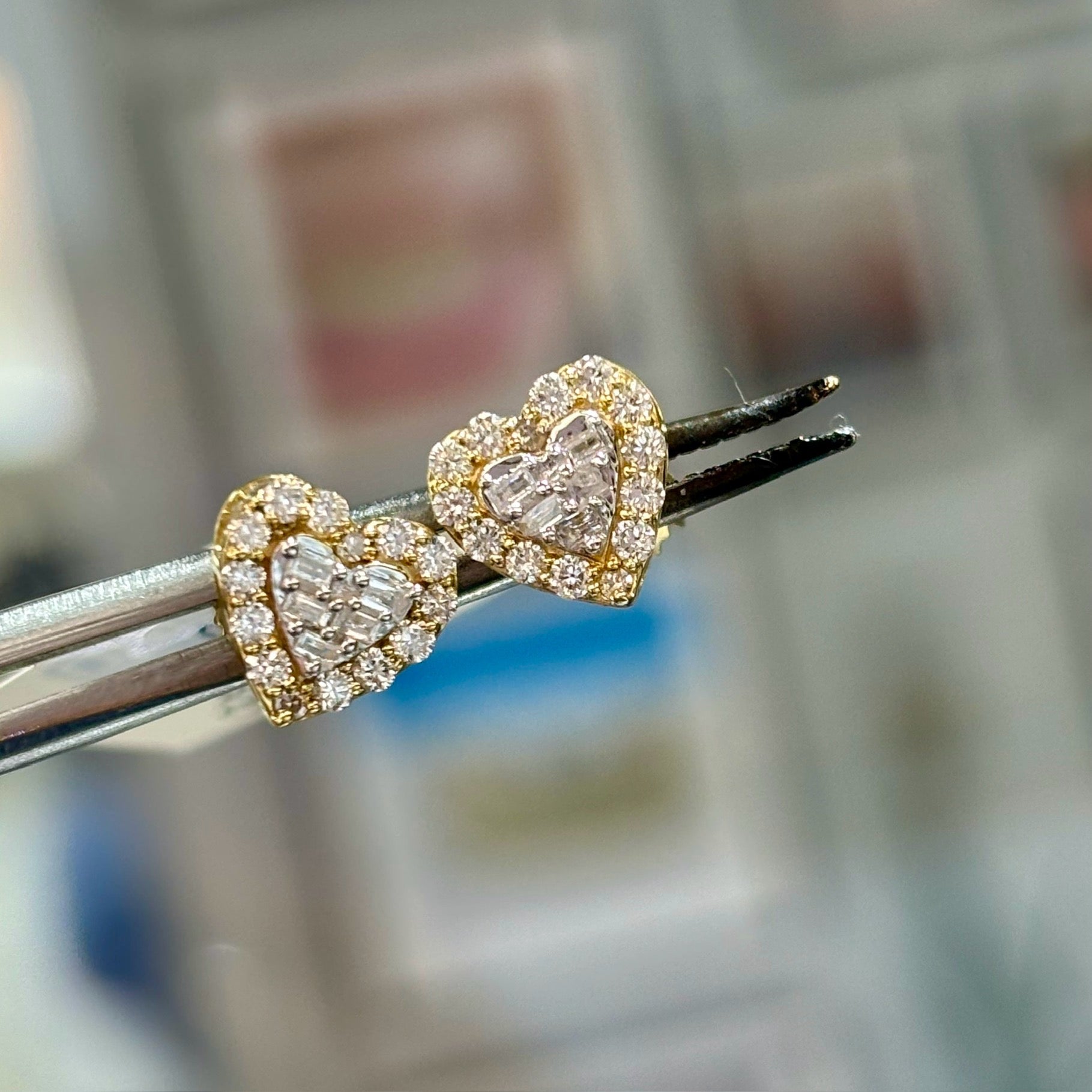 14KT Diamond Heart Earrings