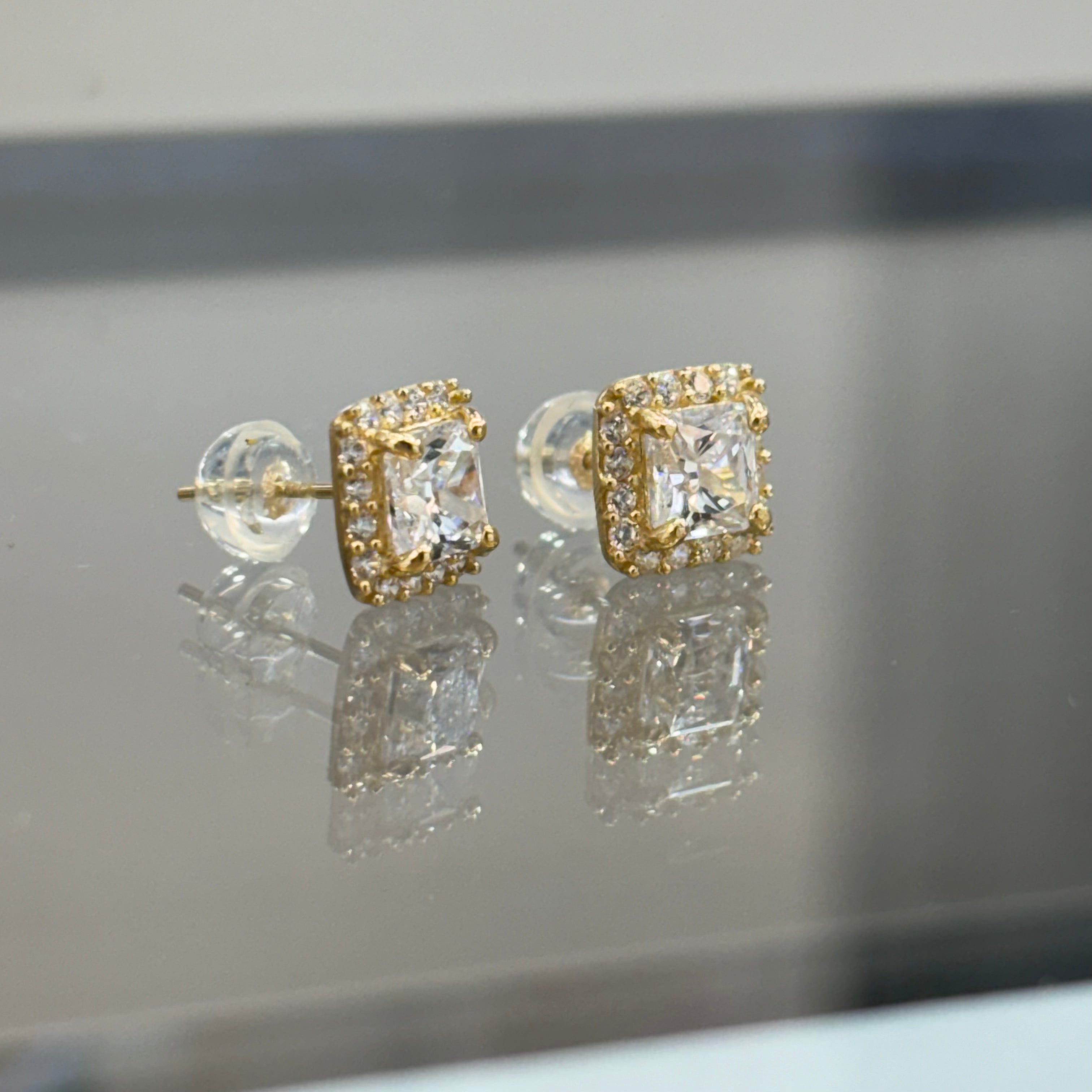 14KT PRINCESS CUT EARRINGS