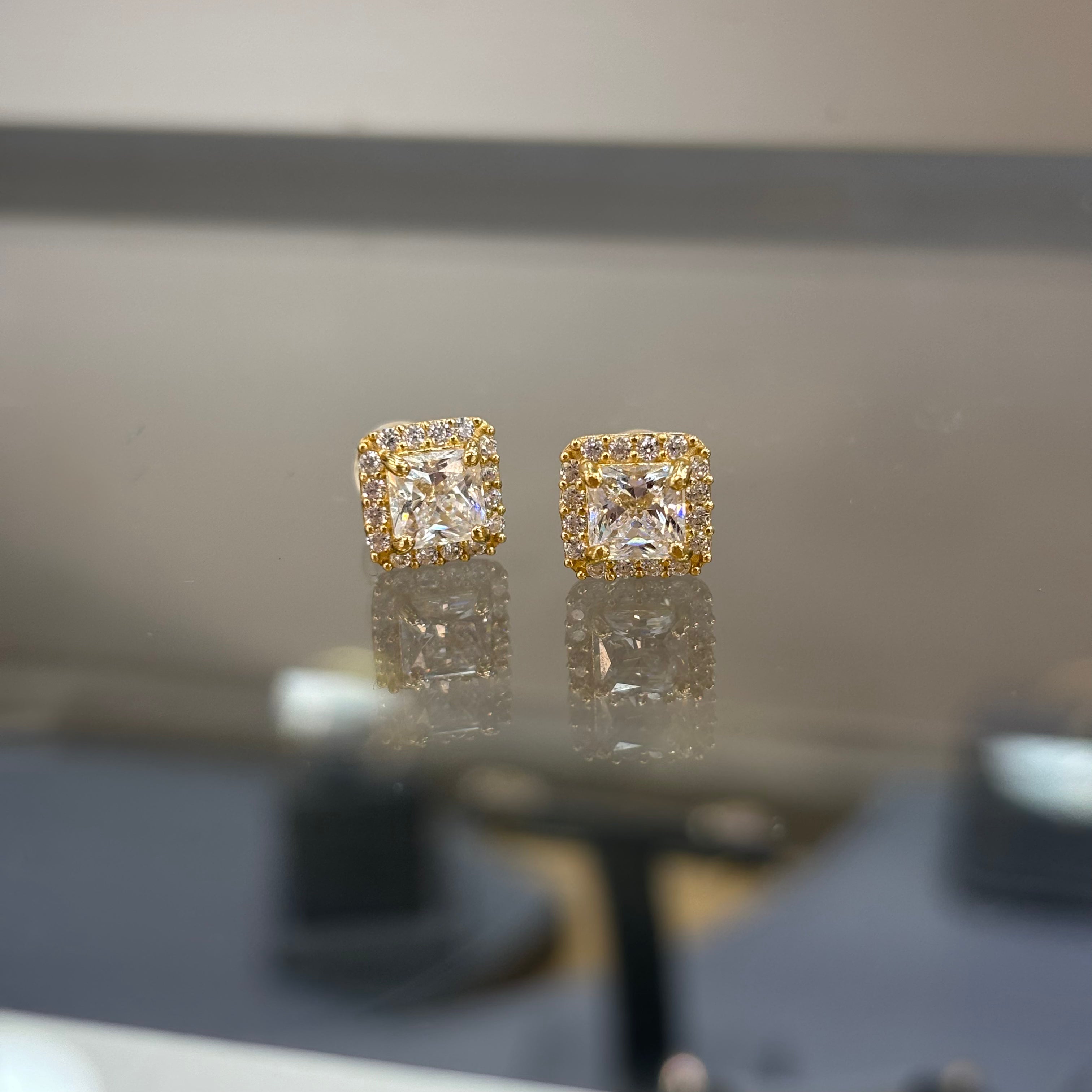 14KT PRINCESS CUT EARRINGS