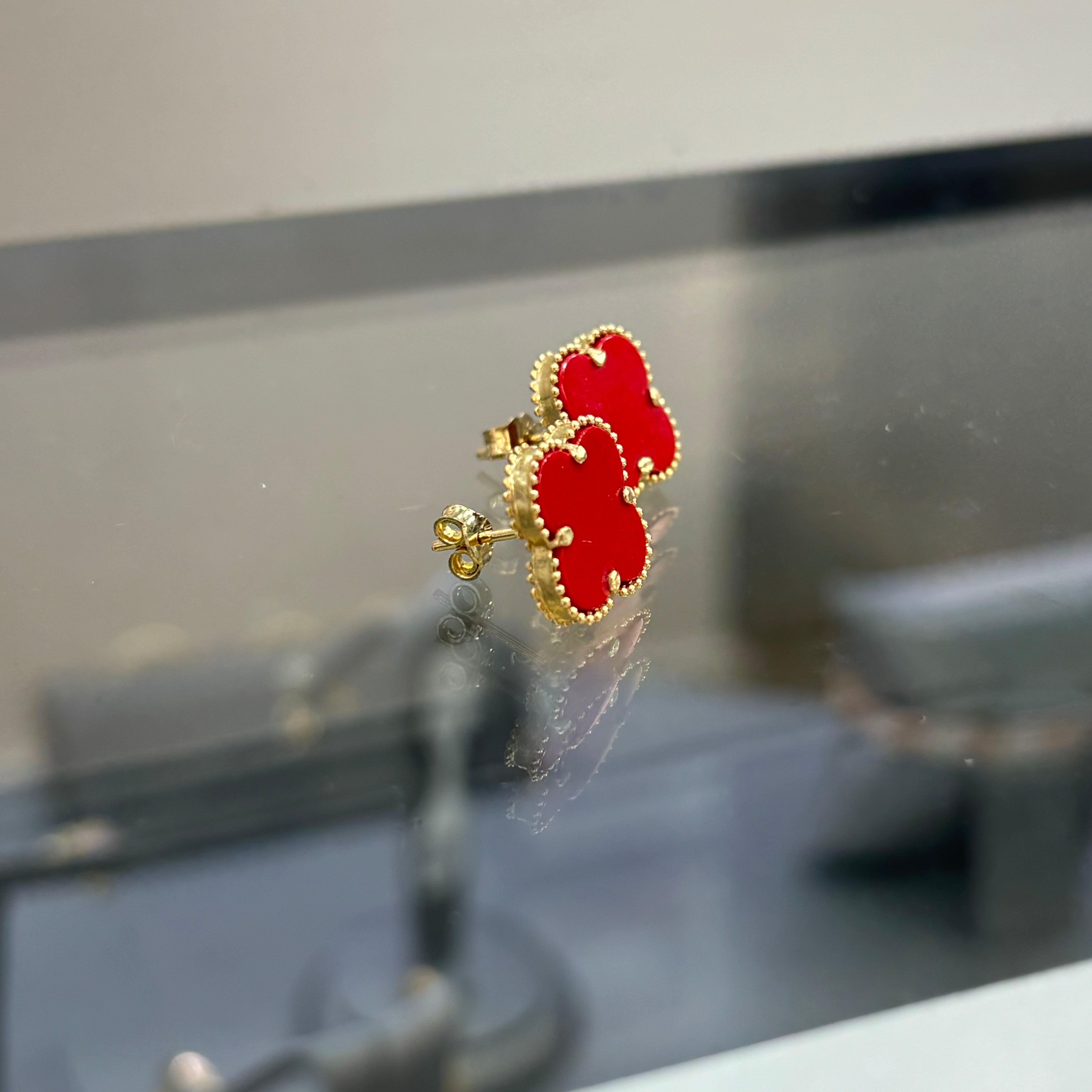 14KT Gold Red Earrings