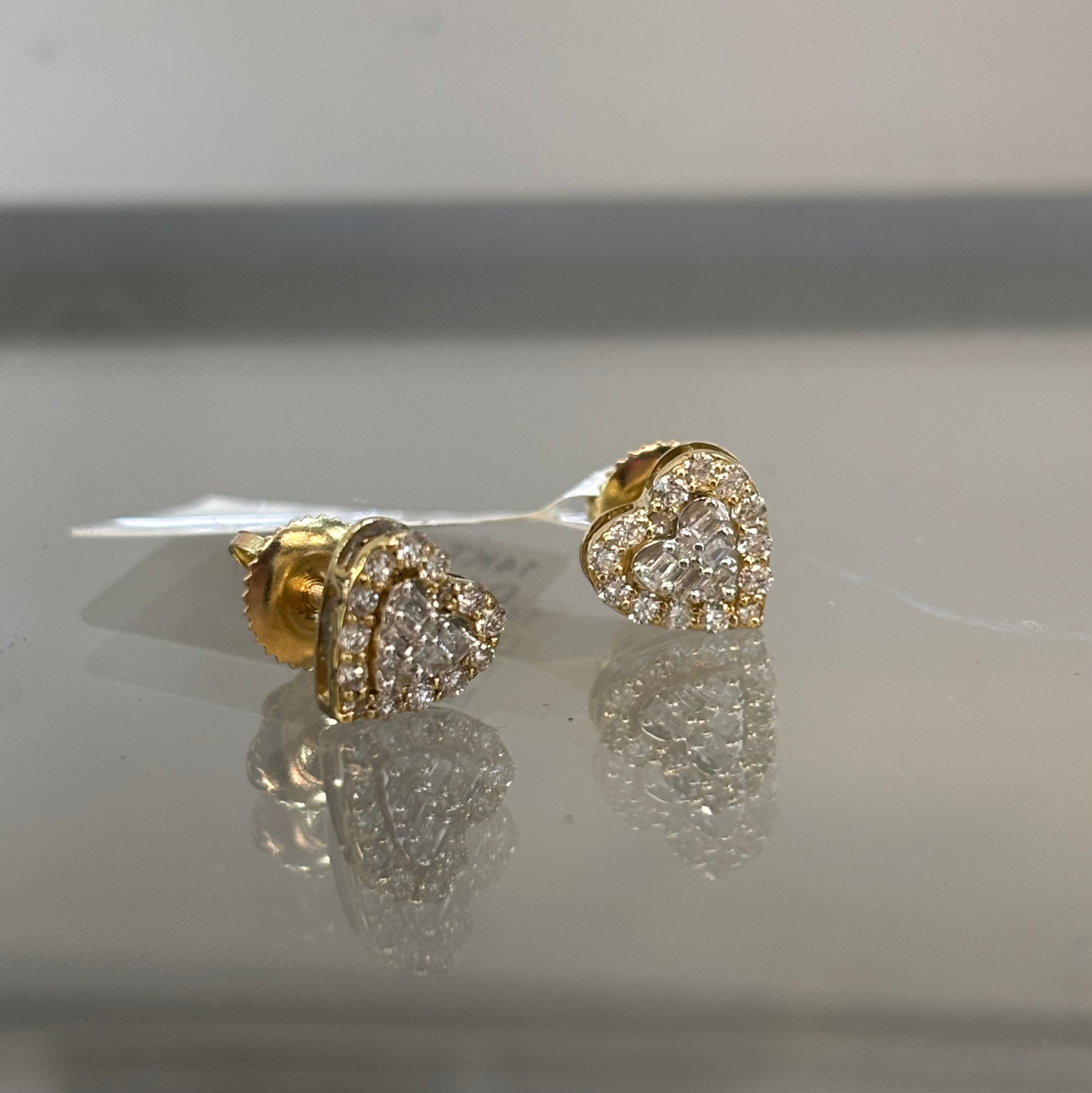 14KT Diamond Heart Earrings