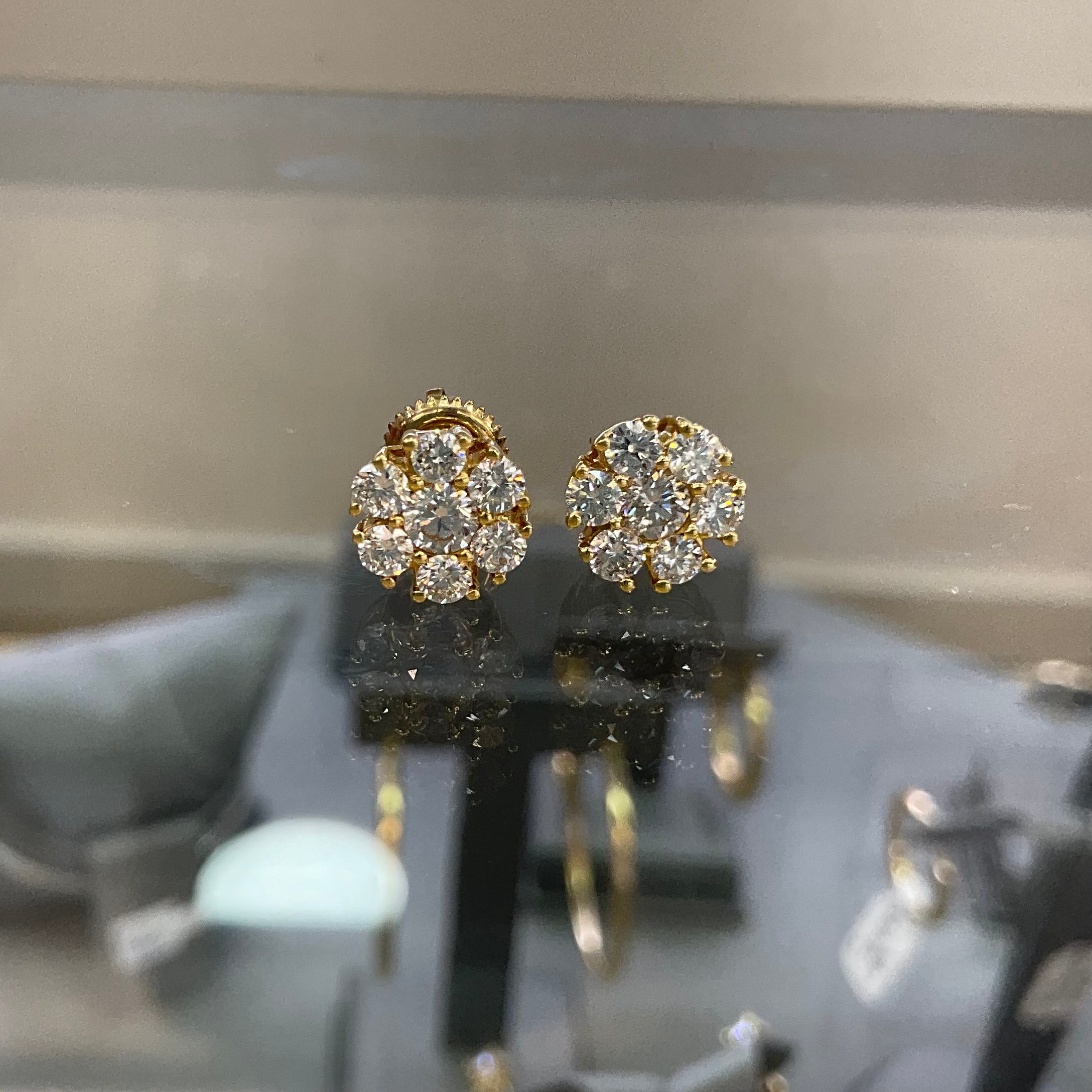 14KT Diamond Earrings Cluster Style
