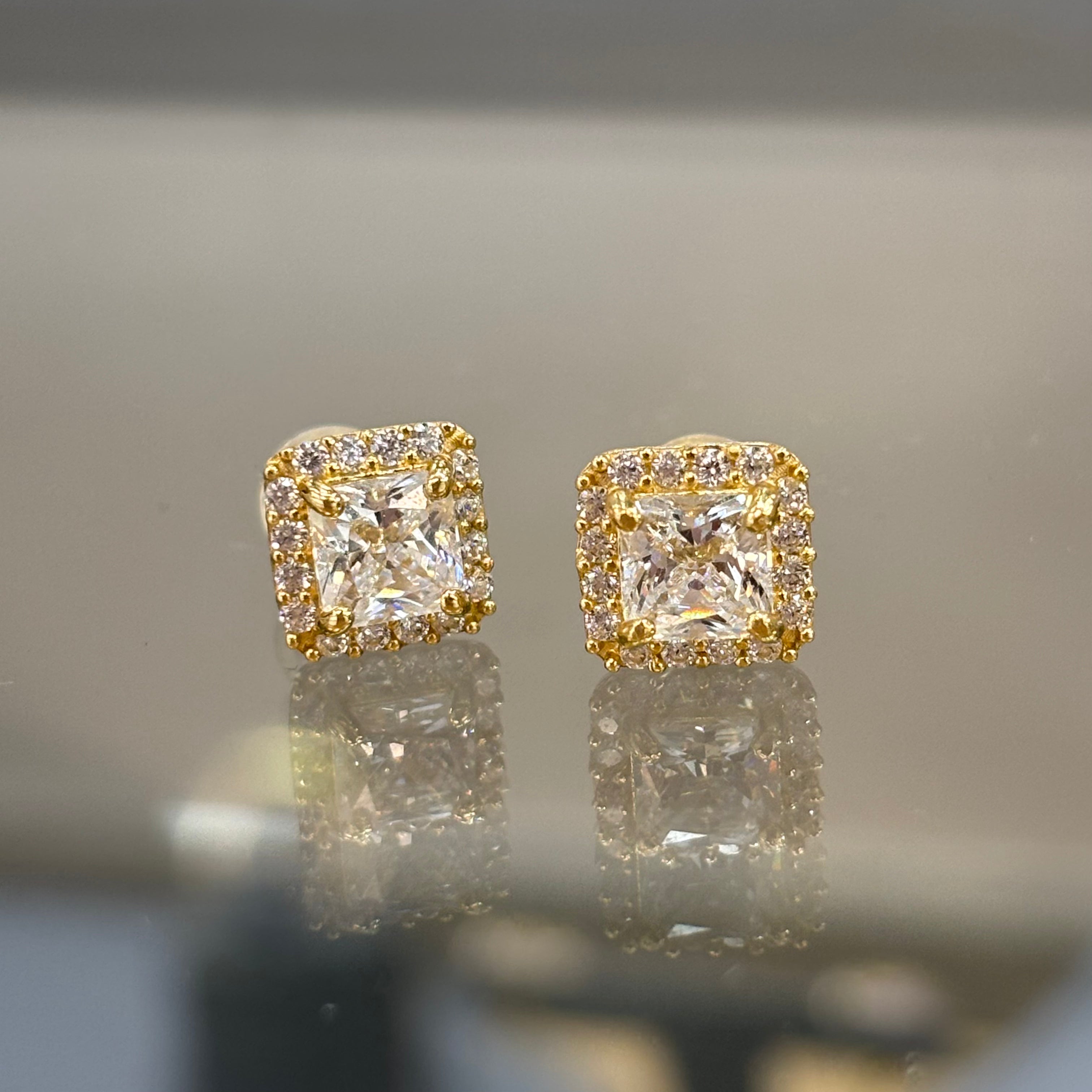 14KT PRINCESS CUT EARRINGS