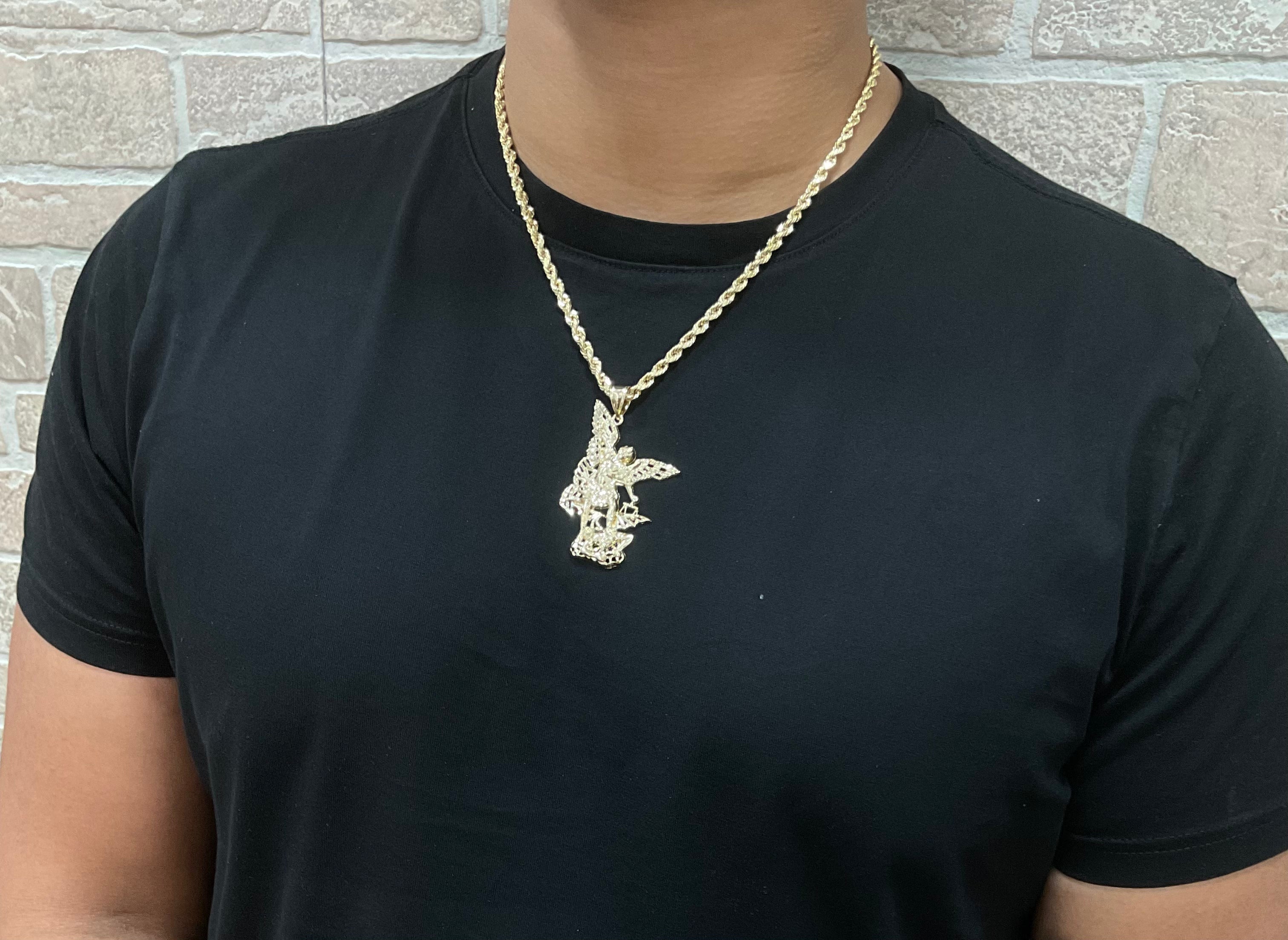 14KT Set Rope Chain with ST Michaels Pendant