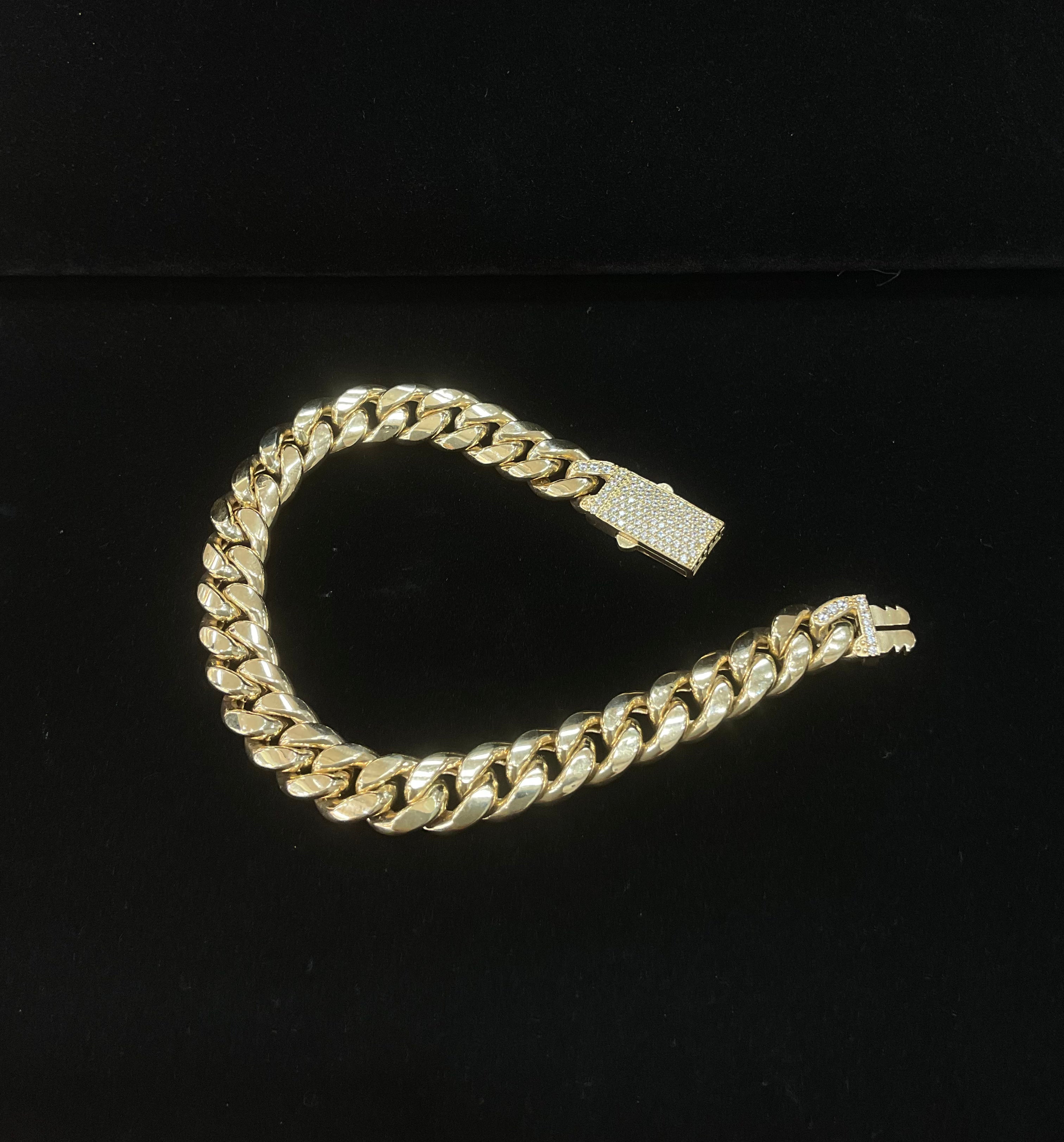 14KT Semi Solid Cuban Bracelet