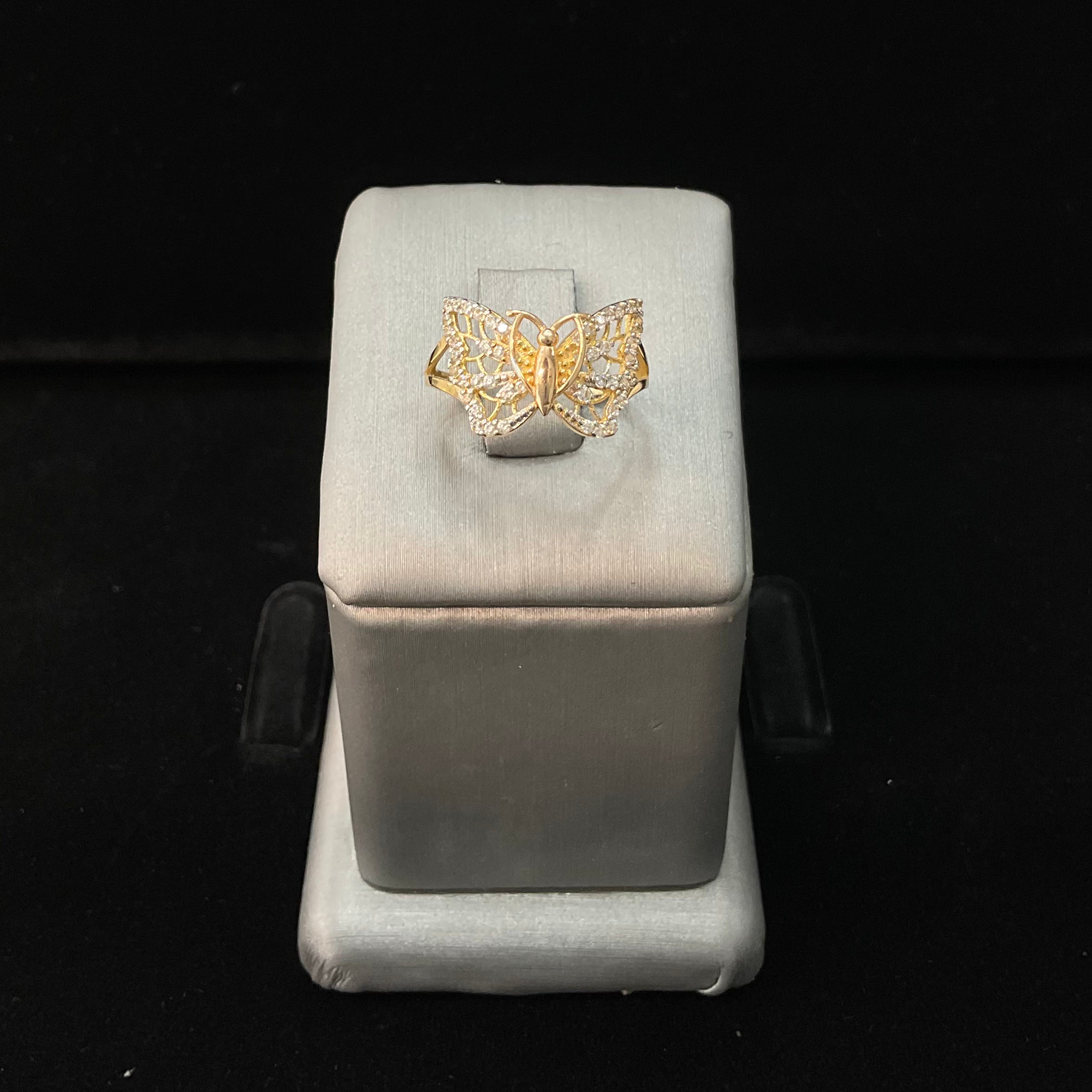 14KT CZ BUTTERFLY RING