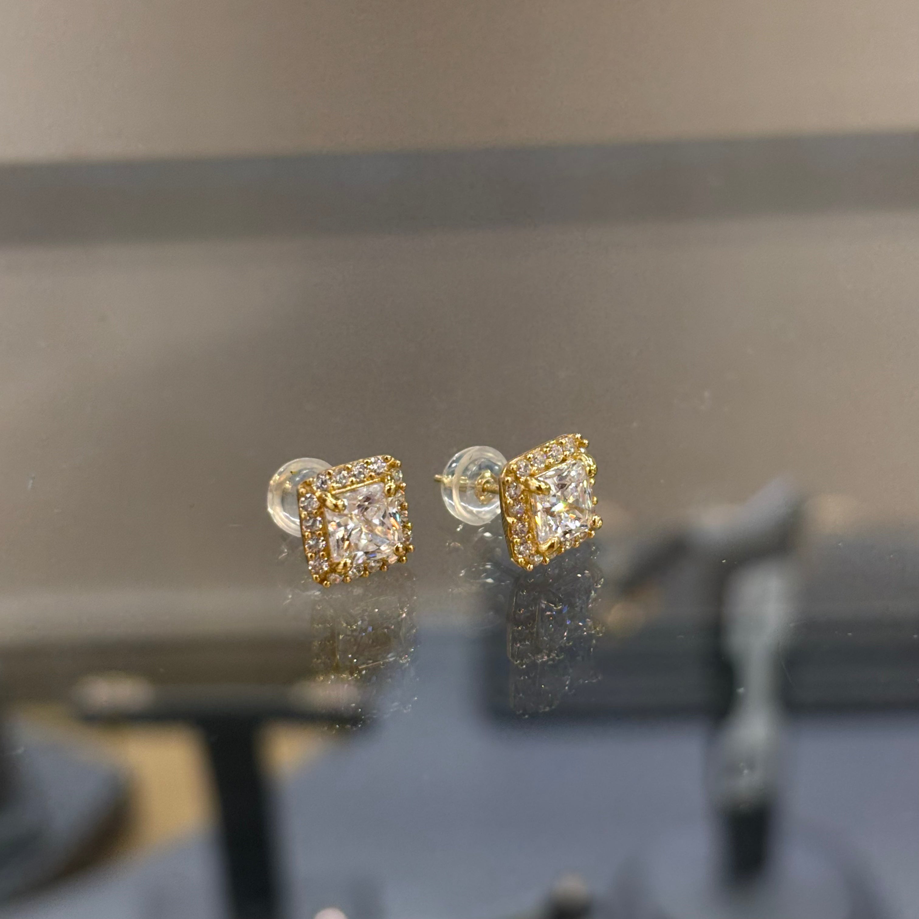 14KT PRINCESS CUT EARRINGS