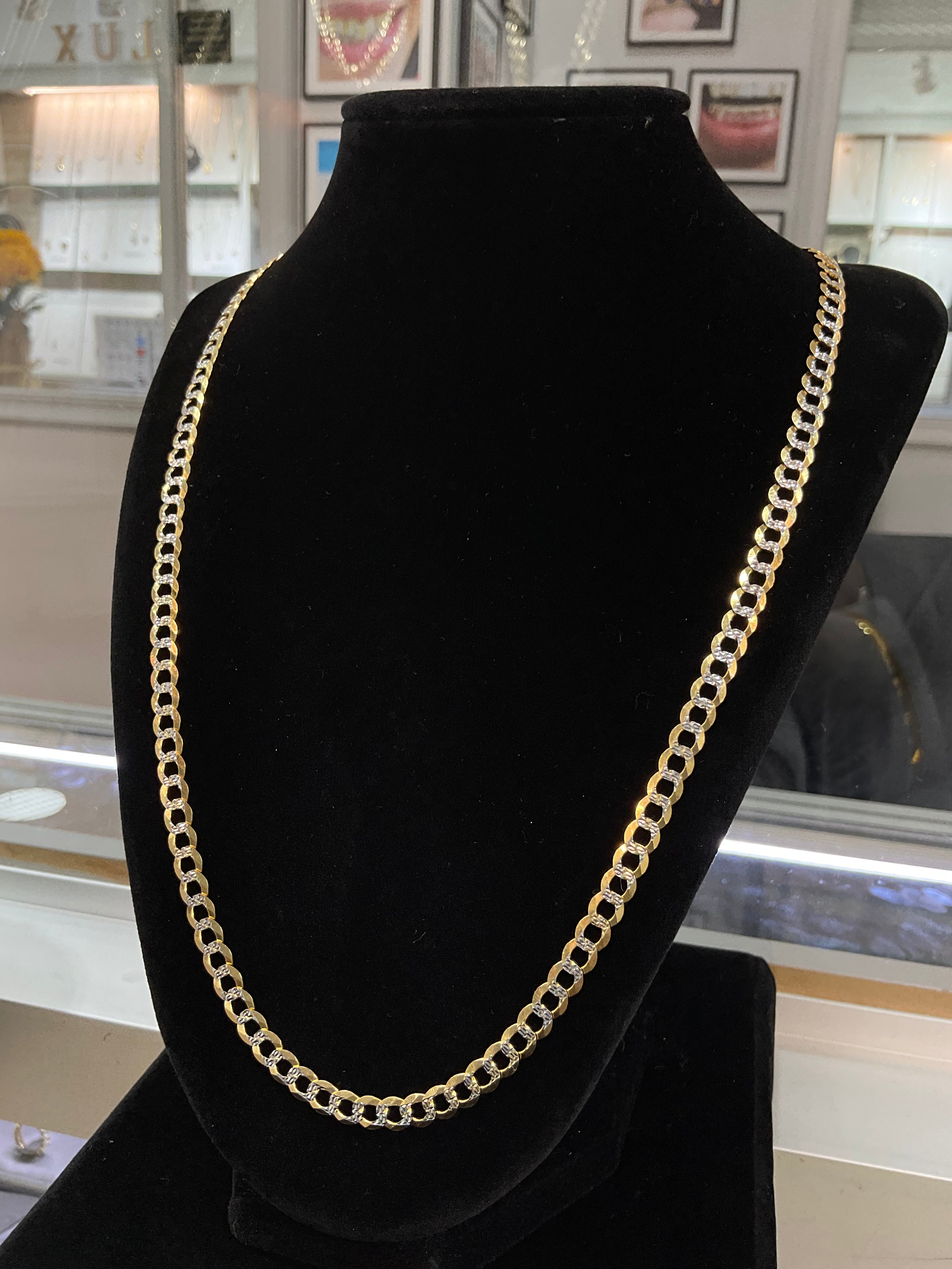14KT Solid Flat Curve Cuban Chain