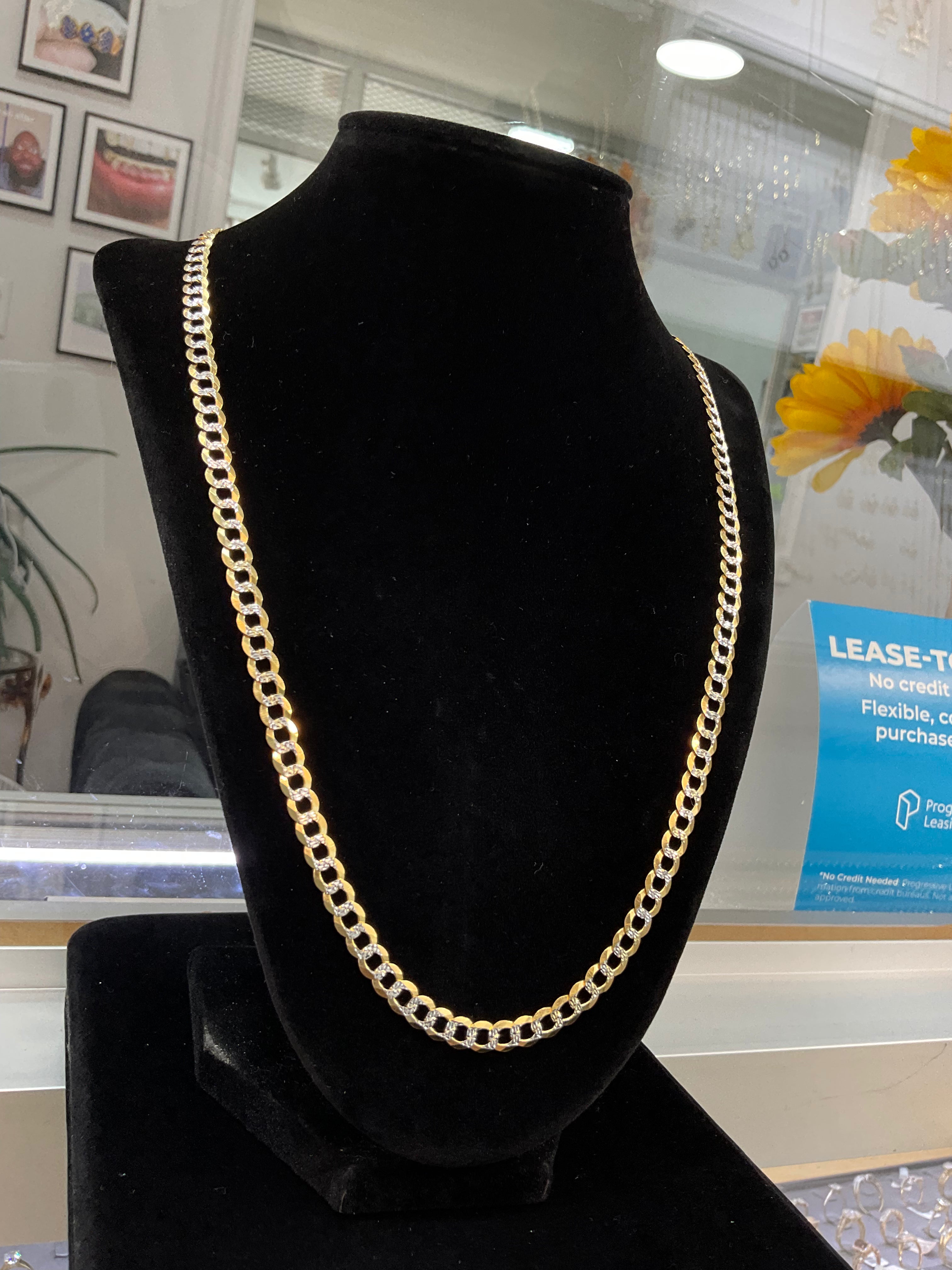 14KT Solid Flat Curve Cuban Chain