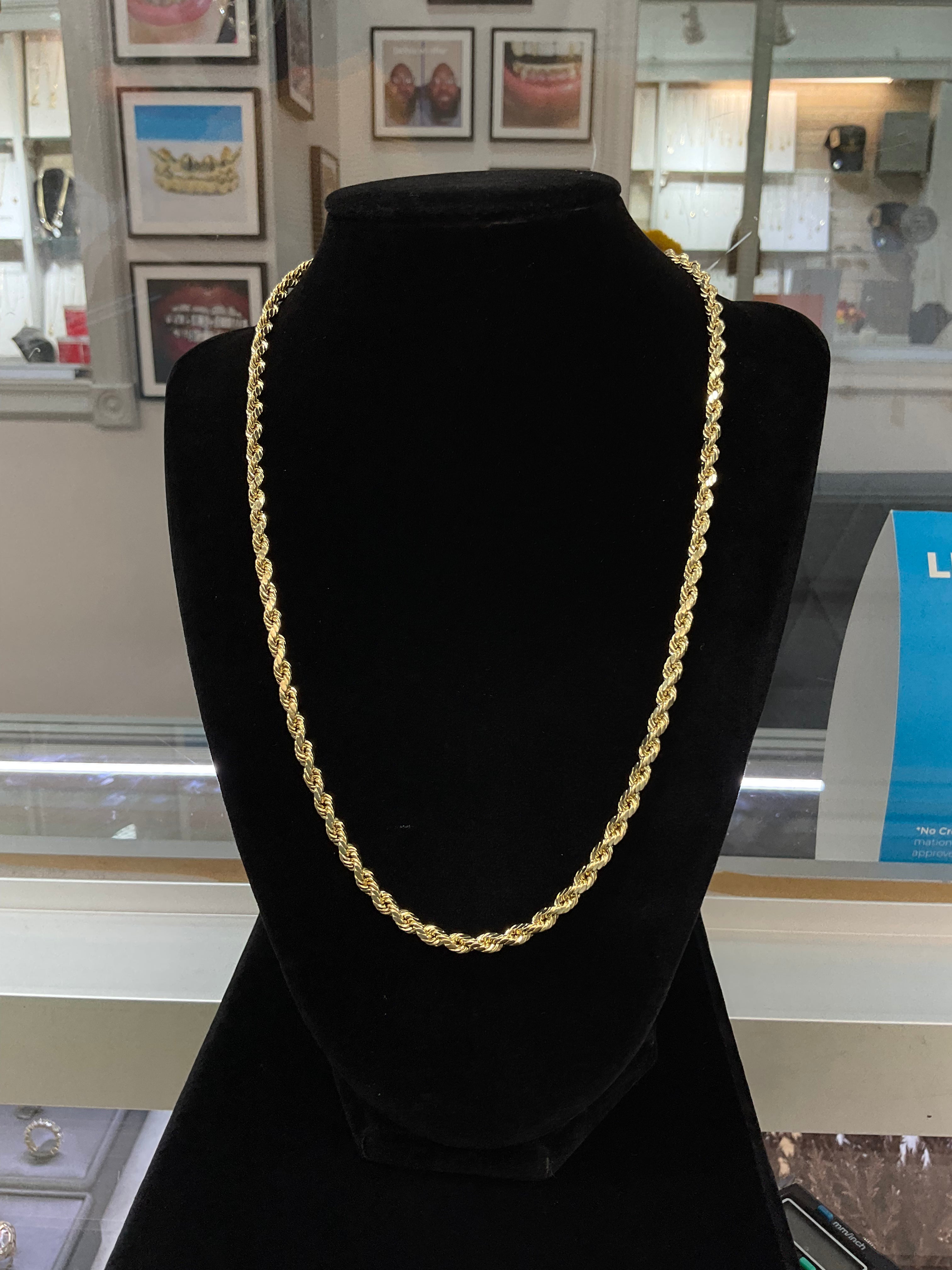 14KT Semi Solid Rope Chain