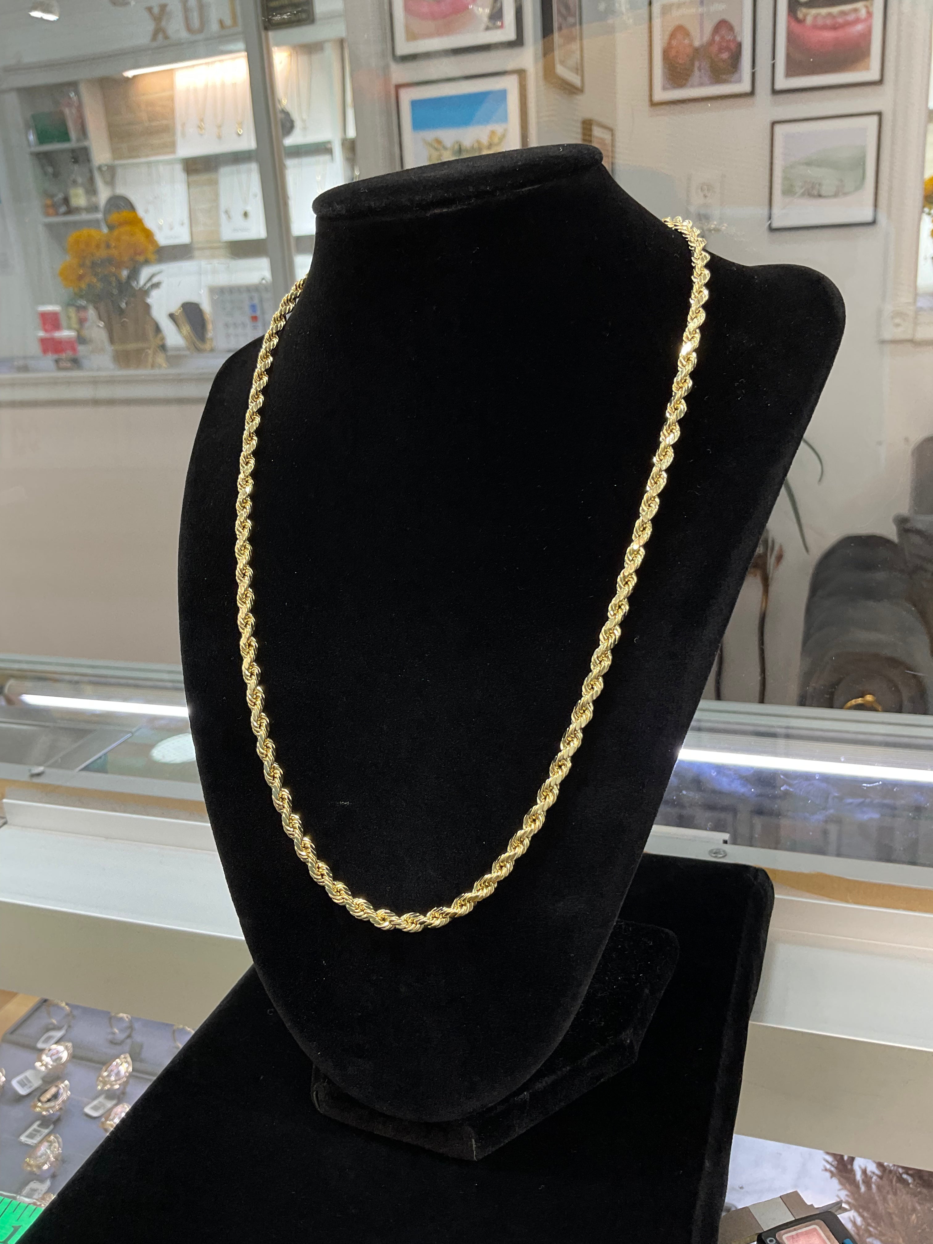 14KT Semi Solid Rope Chain