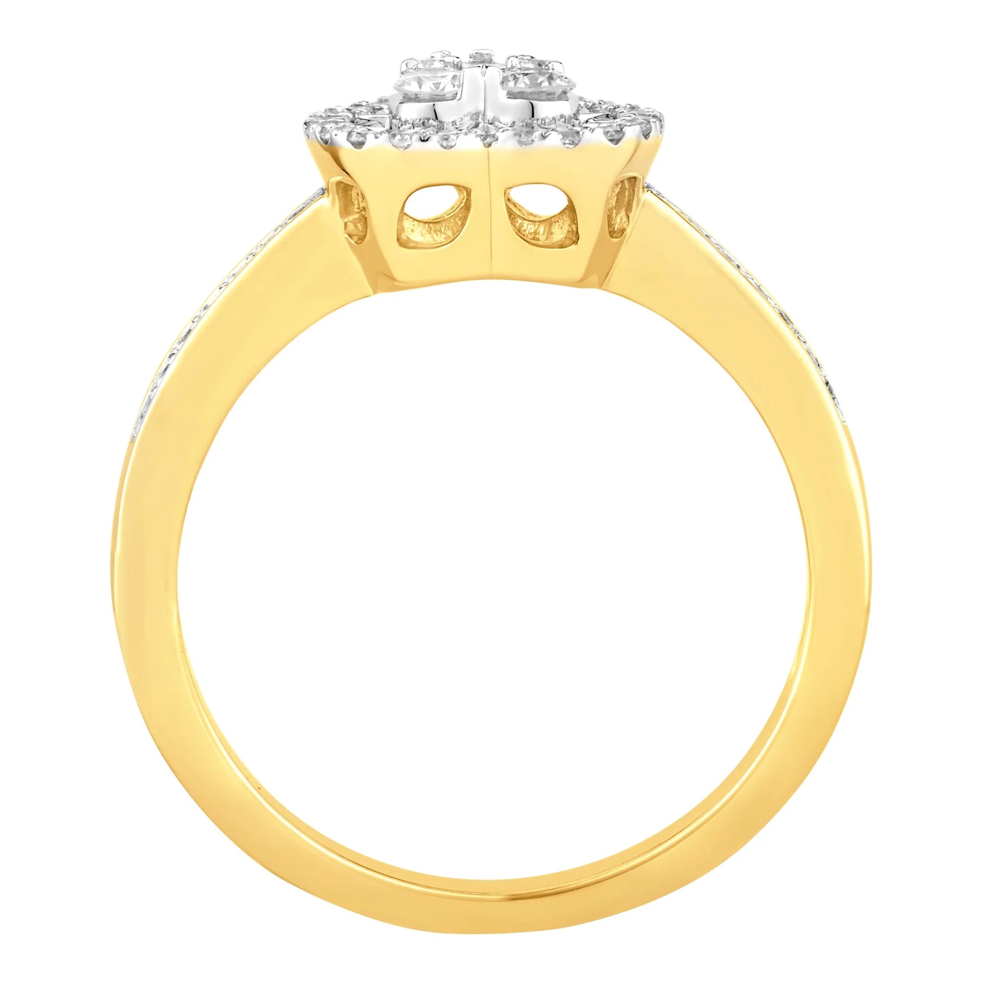 14K Solid Gold 0.35ctw Diamond Heart Halo Ladies Ring