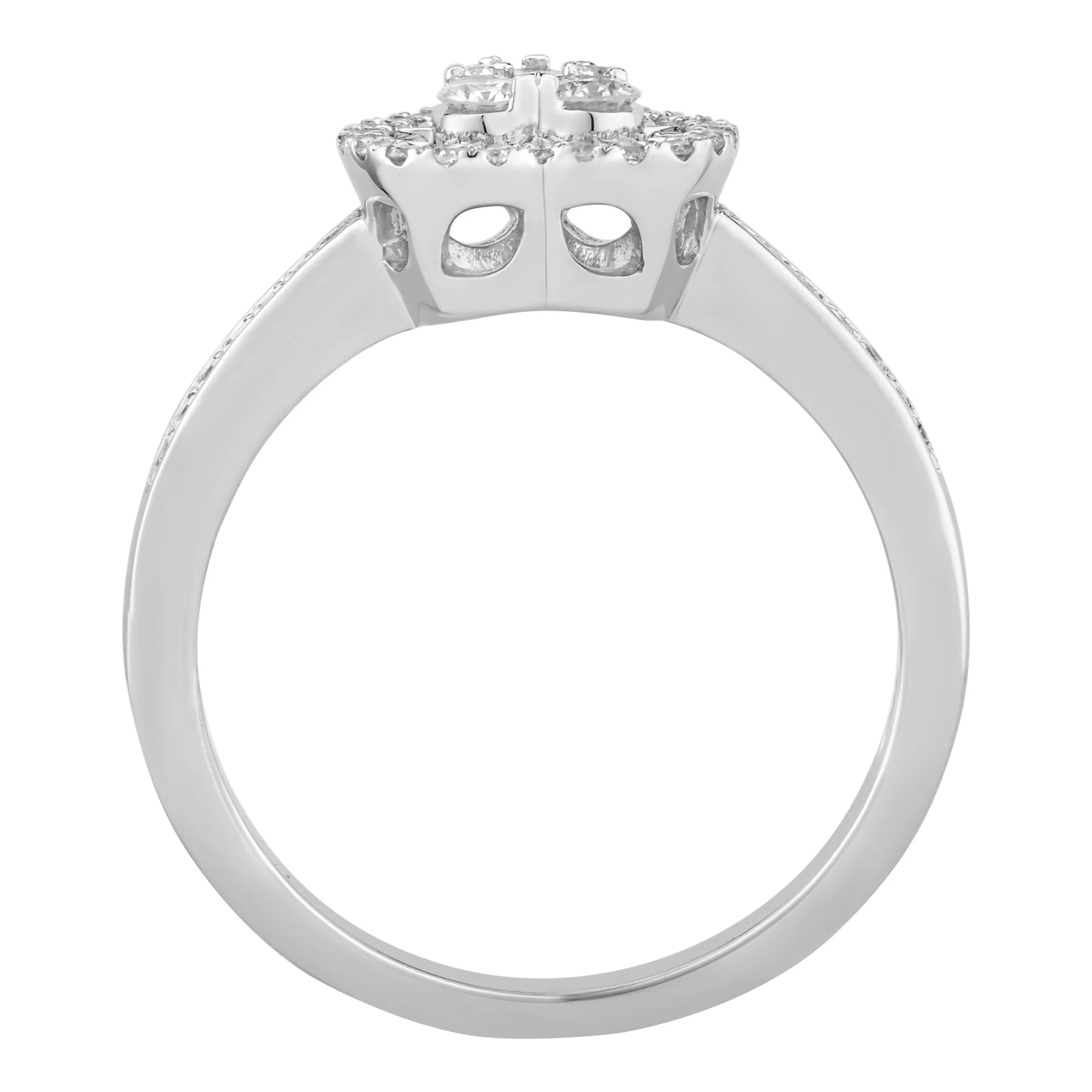 14K Solid Gold 0.35ctw Diamond Heart Halo Ladies Ring
