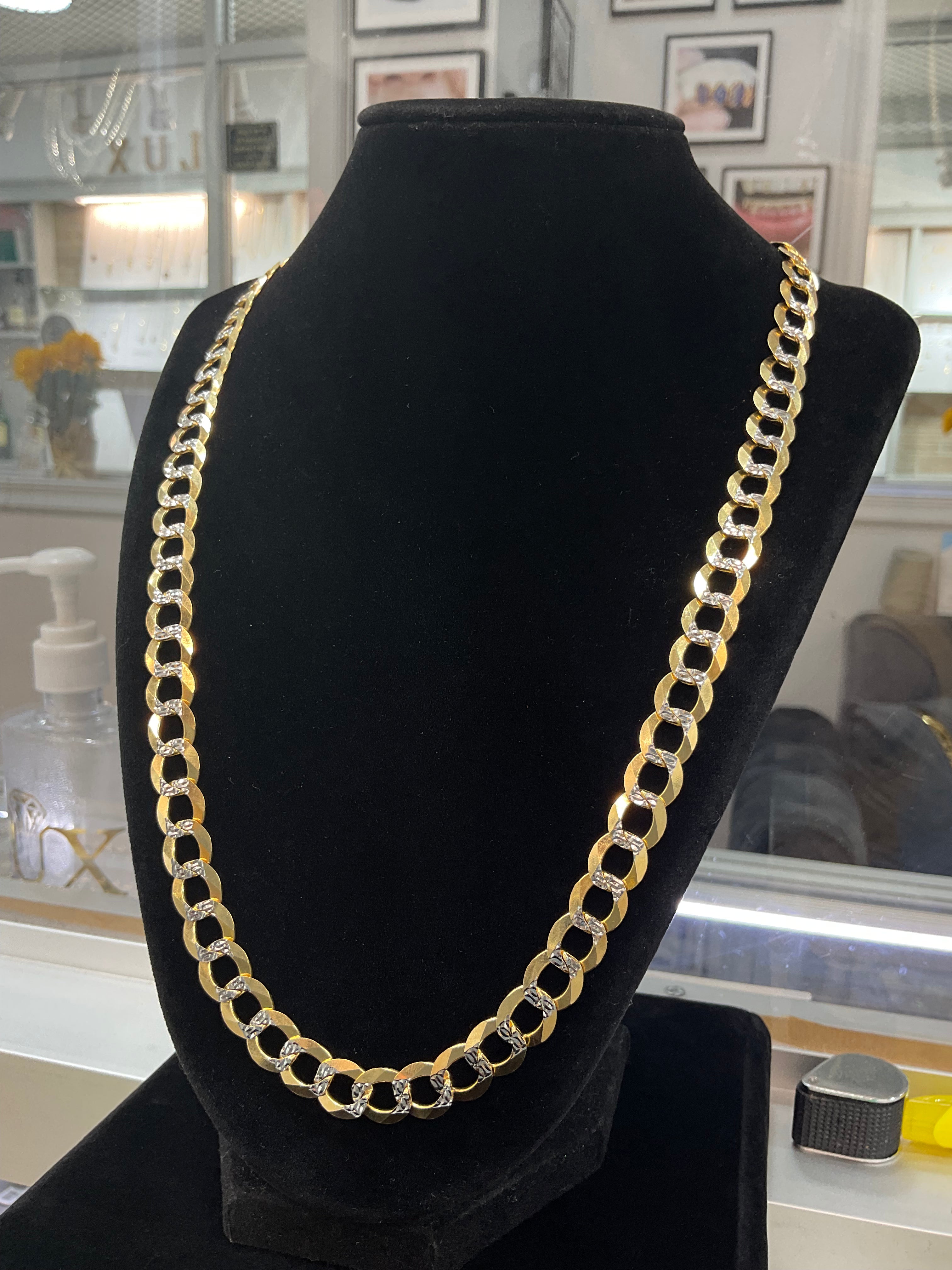 14kt Two tone solid flat Cuban chain