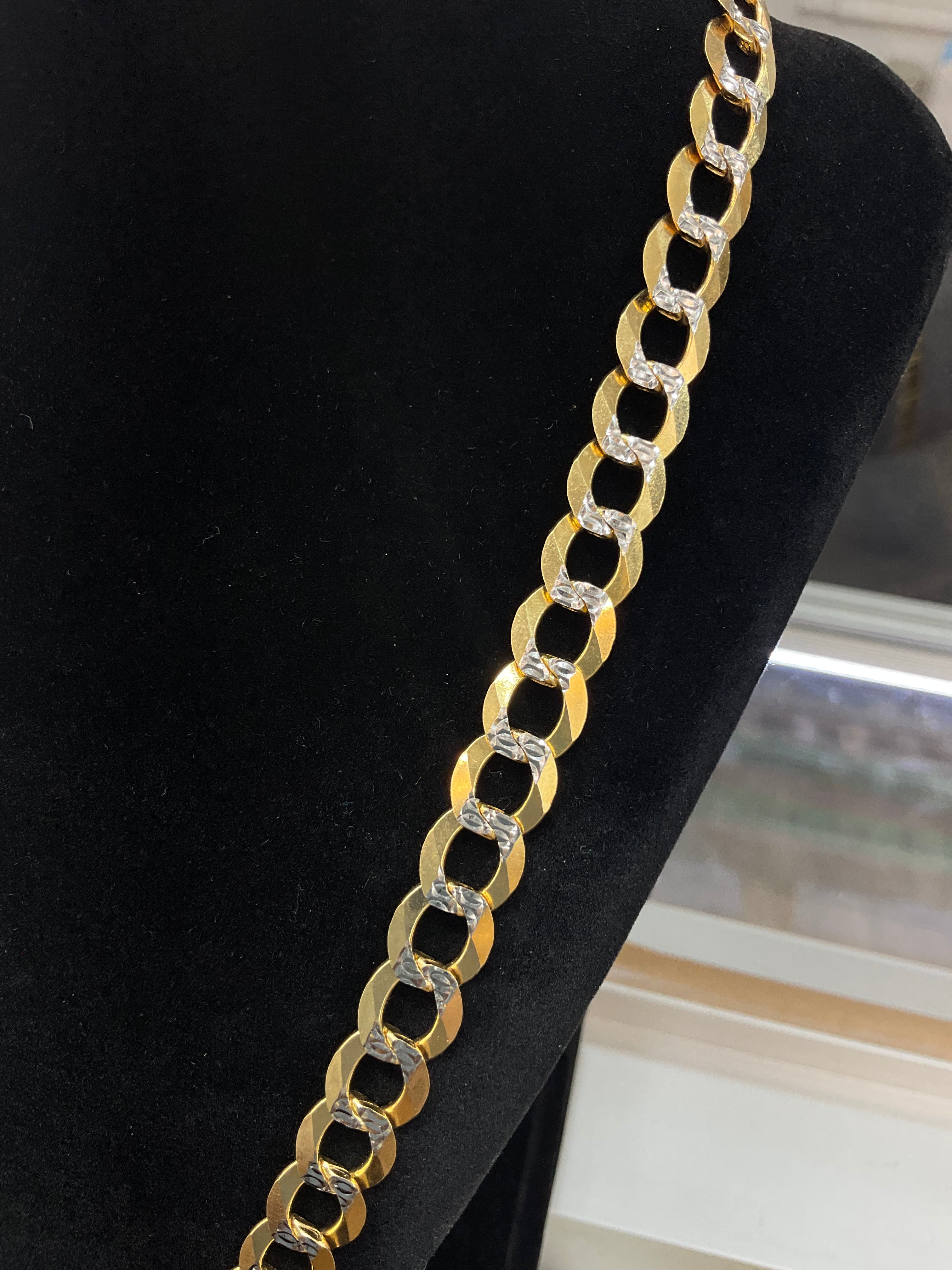 14kt Two tone solid flat Cuban chain